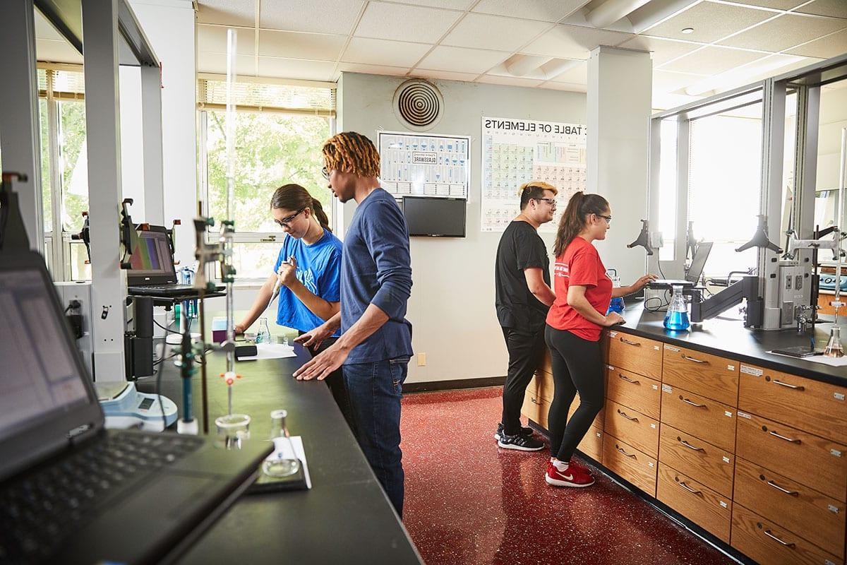 students in chemistry lab